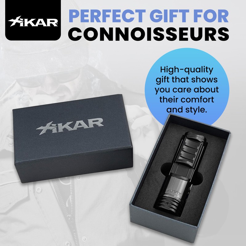 XIKAR Tactical Single-Jet Lighter, Gunmetal and Black - Powerful Flame,
