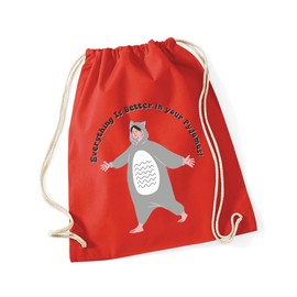Hippowarehouse Everything is better in your Pyjamas Drawstring Cotton School Gym Bag 37cm x 46cm, 12 litres