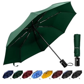 TechRise Umbrella, Windproof Umbrella with Automatic Opening & Closing, Portable & Foldable Pocket Umbrella, Extremely Waterproof & Robust, Large Umbrella for Men, Women, Children (Green), Green