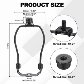 YOKIVE 5 Inch Lamp Harp, Detachable Lamp Shade Holder with 3/8 Standard Saddle and Lamp Shade Finial Heavy Duty Lamp Shade Bracket for Table Lamp Floor Standing Lamps, Black