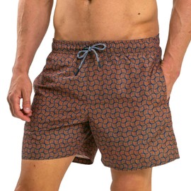 RIPT Men's Quick Dry UV 50 Sun Protection Swimming Trunks, Orange swirl print
