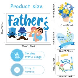 9 Sheets Father's Day Window Clings Decoration Dad’s Day Window Stickers Happy Fathers Day Themed Party Supplies for Dad’s Birthday Family Home Bedroom Window Decoration Favor Removable and Reusable