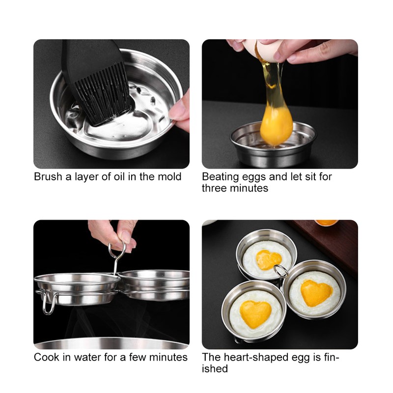 304 Stainless Steel DIY Heart Shape Egg Shaper Mold Cooker