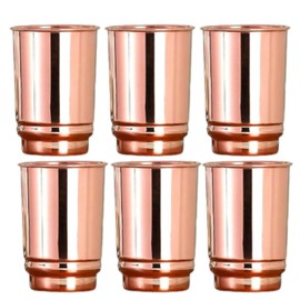 2activelife Pure Copper Cups Set of 6, Gift Set 100% Pure Copper Tumblers - 11.8 Us Fl Oz, Solid, Cylindrical Shape Handcrafted