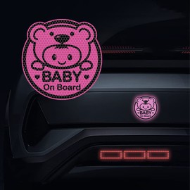 Dreothy 2Pack Baby on Board Sticker for Cars Funny High Intensity Bear Baby Safety Signs Reflective Stickers Car Styling Trucks Decals Bumper Stickers Waterproof Vinyl Car Stickers and Decals