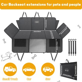 ONTYZZ Back Seat Extender for Dog, Pet Car Seat Cover, Hard Bottom Seat Extender, Waterproof Non-Slip Dog Hammock for Car, SUV, Black