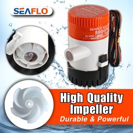 SEAFLO 01 Series 500 GPH Bilge Pump – 12V, 3/4" Outlet, Marine Submersible Pump with Anti-Airlock Protection, CE & Rohs Certified, 4-Year Warranty | Reliable for Boats and Marine Applications