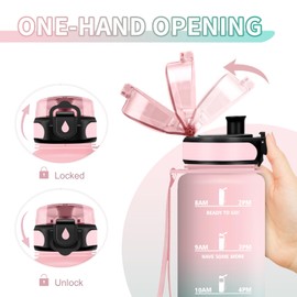 Sports Bottle, 1 Litre, Sports Water Bottle with Time Marking, Leak-Proof Water Bottle with Filter, Sports Water Bottle for Fitness, Camping, Bike, Outdoor, Adults, Hiking