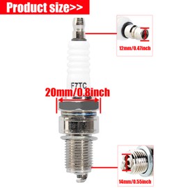 YOFMOO Spark Plug F7TC for GX120 GX160 GX200 GX240 GX270 GX340 GX390 Generator Lawnmower Tractor Rototiller Water Pump Go Kart Mini Bike Tillage Polishing Machine 188F 190F Pack of 10