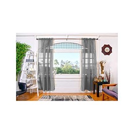All American Collection Doli Sheer Curtains | 108" x 84" Panels (Grey)
