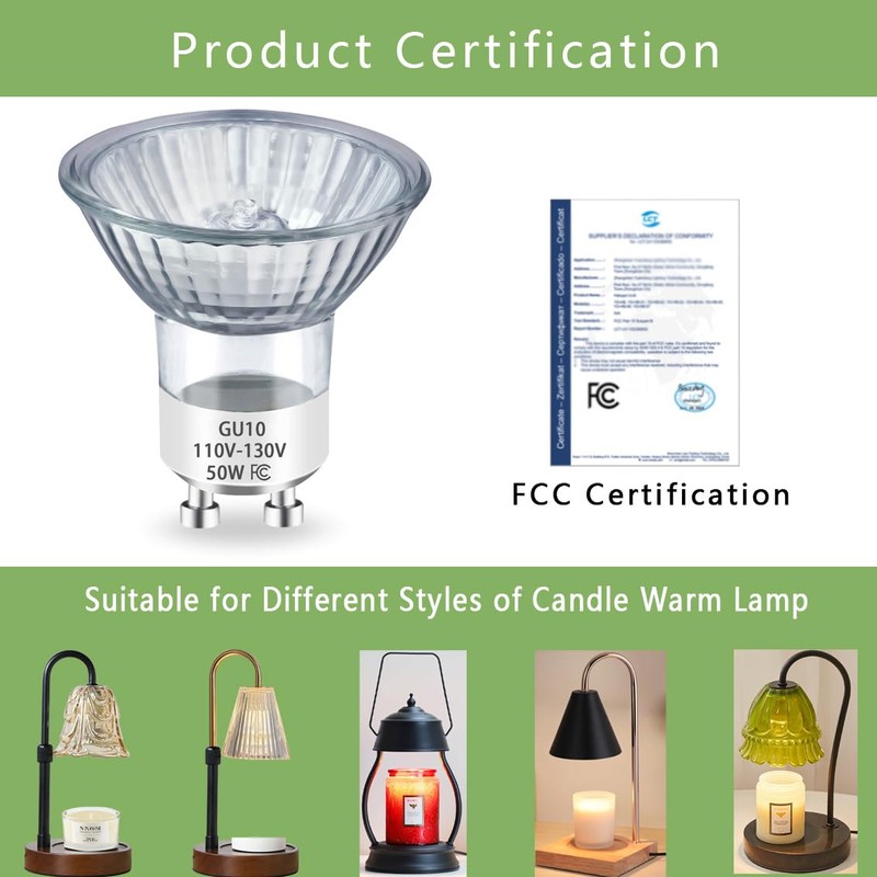 Rugfew GU10 Halogen Bulb 120V 50W Halogen Light Bulbs, GU10+C