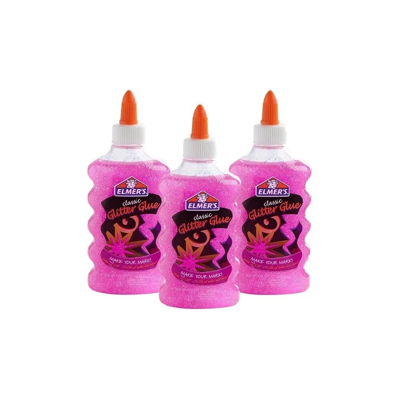 Pegamento Slime Glitter Glue Rosa Niños Niñas Escolar Elmers