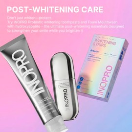 InoPro Tiras Blanqueadoras De Dientes Sensibles Sin Peroxido - 14 Pares - Sensitive Teeth Whitening Strips, Peroxide Free, Enamel Safe, Green - Deep S