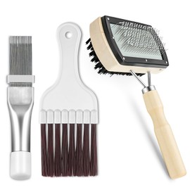 Cenipar Air Conditioner Fin Comb Set 3PCS AC Fin Comb Straightener Include Double Sided Air Conditioner Coil Cleaning Brush,Metal Radiator Fin Comb and Metal Air Conditioner Fin Comb Radiator Comb