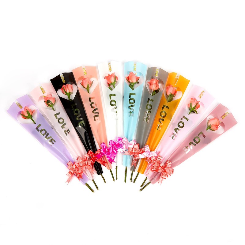 Aylmrice Flower Bags For Bouquets Single Flower Sleeve Cellophane Wrap