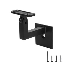 3TO 5 Pack SS304 Adjustable L-Shape Heavy Duty Wall Square Handrail Brackets for Stair Handrail (Matte Black)