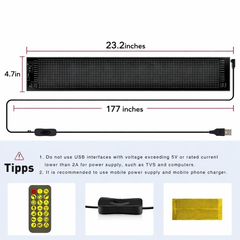 Programmable LED Message Board, Digital Scrolling Sign with App Control
