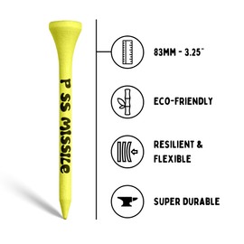 Driver Darts by P*ss Missile, Premium Bamboo Golf Tees | 18 Count, 83mm (3.25") Wooden Tees | Iconic Packaging and Cool Organization | Funny Golf Accessory for Golfers