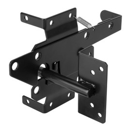 HILLMASTER Heavy Duty Self-Locking Gate Latch for Wooden Fence, Post Mount Automatic Gate Lock Gravity Door Latch Hardware for Secure Pool, Outdoor Garden, Metal Gates Vinyl Fence, Black Finish