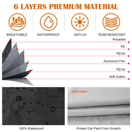 Gpaentsn 300D Black Oxford Half Car Cover Compatible with 2005-2023 Ford Mustang S-197/S550/S650, Protector Car Body Covers for Windproof Dustproof UV Resistant Protect Your Windshield and Roof