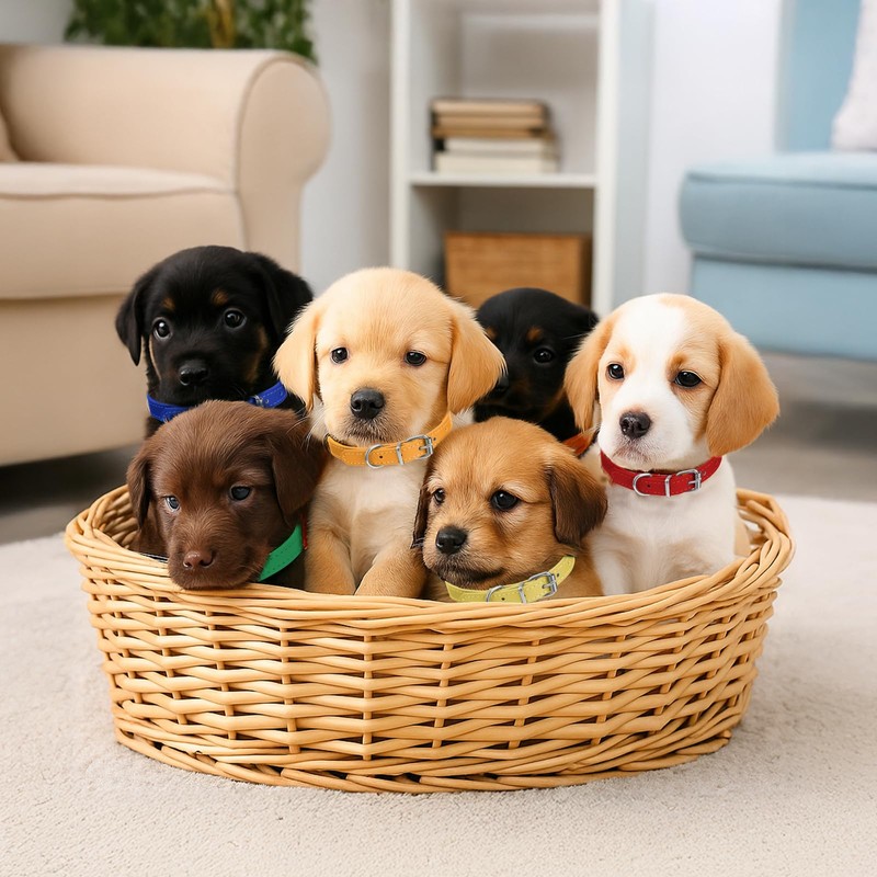 16 Pcs Puppy Leather Collars for Litter, 16 Color ID