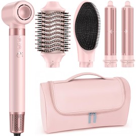 MESCOMB 5 in 1 Hot Air Styler Wrap – High-Speed Hair Dryer Brush with Auto Wrap Curlers, Fast Drying & Frizz-Free Styling, No Heat Damage, Volumizing Brush with Travel Bag
