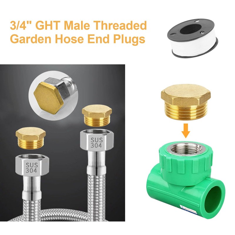 Pack of 10 Brass Plugs, 1/8 1/4 3/8 1/2 3/4
