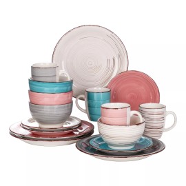 vancasso BELLA Dinnerware Set Stoneware Plate Bowl Set Tableware Service for 4 - Multi-colour-ii, 16 piece Combination set