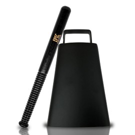 Cow bell with Handle 7 inches and 11” Cowbell Beater Stick - Made of Steel - Antique Cow bells Noise Makers for Football Games, Sporting Events, Celebrating and More (Matte Black)
