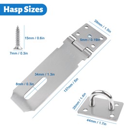 Yeepeo Padlock Hasp and Staple 5 Inch, Stainless Steel Shed Lock Hasp Heavy Duty Shed Door Latch Clasp Lock Padlock Staple Gate Lock Latch Security Hasp Staple Lock for Door Shed Window Cabinet