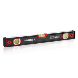 ARROW 16-Inch Level, Magnetic Torpedo Level with 45°/90°/180° Bubbles, Aluminum Alloy Body, Precision-Machined Base, Shockproof Rubber End Caps, V-Groove & Hanging Hole for Construction, Carpentry