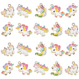 DanLingJewelry 25Pcs 5 Styles Enamel Unicorn Charms Lovely Unicorn Charms Dangle Animal Charms for DIY Necklace Earrings Making