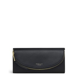 Radley London Crown Hill Large Flapover Matinee Purse for Women, in Grained Black Leather