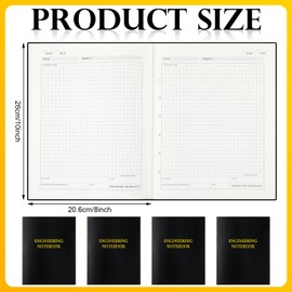 Motiskyy 4 Pack Engineering Notebook 8 x 10 Inches Engineer Graph Paper Notebook Black Hardcover Grid Notebook for Writing Science Technology Lab Engineering Graphing Work Supplies