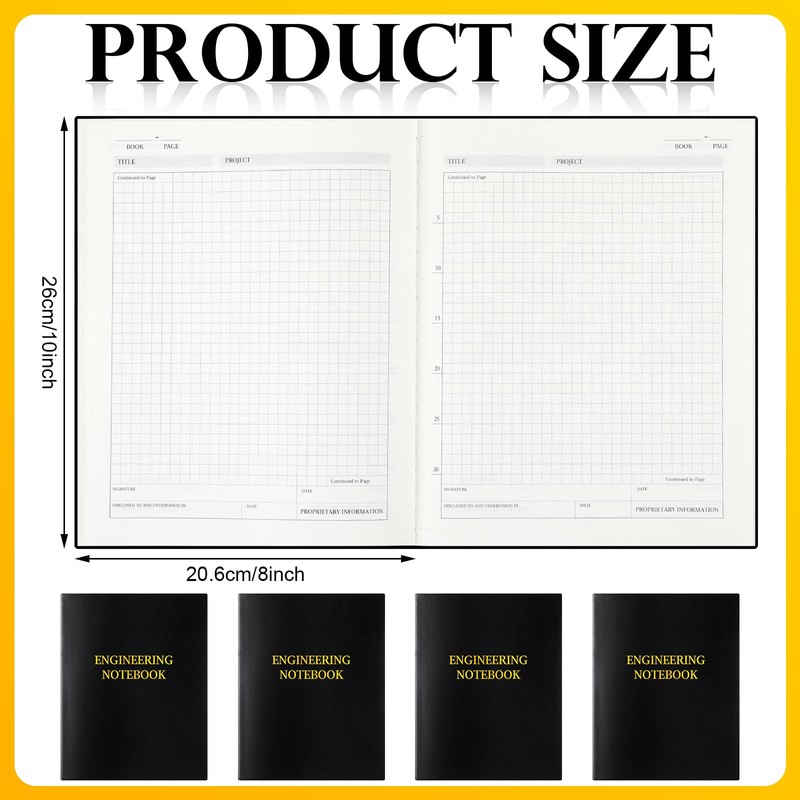 Motiskyy 4 Pack Engineering Notebook 8 x 10 Inches Engineer