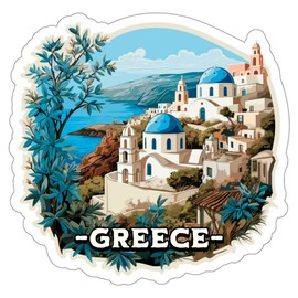 Greece Sticker Weatherproof Vintage Decal Vinyl Small Waterproof for Water Bottle Mug Passport Book Scrapbook Notebook Laptop Tumbler Skateboard Computer Phone Size 4" Funny Gift ID44990