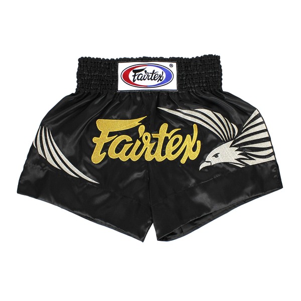 Fairtex Muay Thai Boxing Shorts Traditional Styles (Eagle Black, Small)