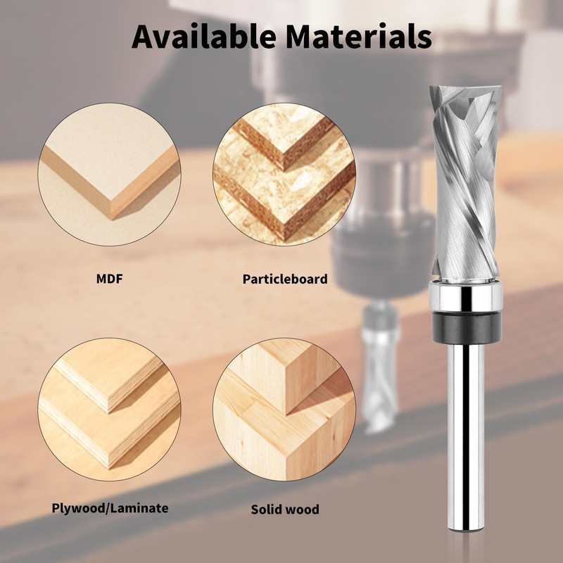 EANOSIC Extra Long Compression Flush Trim Router Bit 1/4" Shank