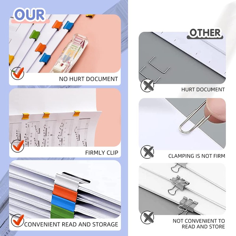 Binder Clips, NOCHME 2 Push Clamp Stapler Holder and 200