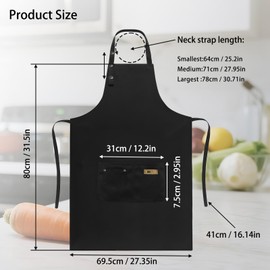 AlGuirnex 2 Pack Heavy Duty Kitchen Aprons, Adjustable Waterproof & Oil Resistant Canvas Apron with Pockets for Cooking, Baking, BBQ Unisex Chef, Server Apron (Black)