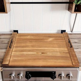 Gas Stove Top Cover, Noodle Plate Stove Cover,  Wood Stove Top Covers for Electric Stove and Gas Stove - Colour: Wood