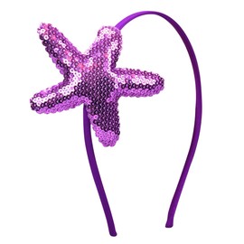 Totelux Starfish Sequins Headband Glitter Sea Star Hair Bands Purple Sea Shell Hair Accessories for Women Girls Beach Birthday Party Favors Decoration Supplies
