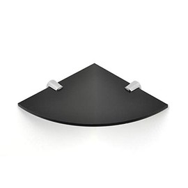 BSM Marketing Wall Mounted Floating Acrylic Corner Shelf with Chrome Supports available in Clear, Black and White (Black, 150mm x 150mm)