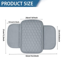 JXYT Car Center Console Cover, Upgraded Leather Armrest Seat Box Cover with 2 Storage Pockets, Car Interior Accessory Protector for Most Vehicles (Grey)