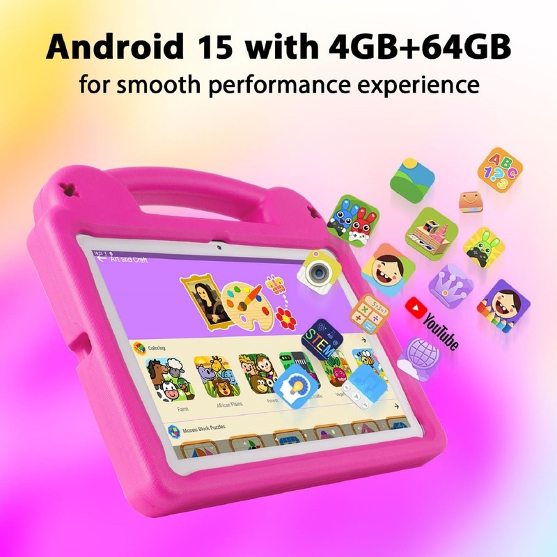 Android Tablet 10 Inch, Android 15 Kids Tablet, A523 Octa-Core,