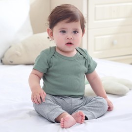 Ruliby Baby Boy Bodysuit and Pant Set Summer Soft Newborn Clothes Outfits 3-6 month