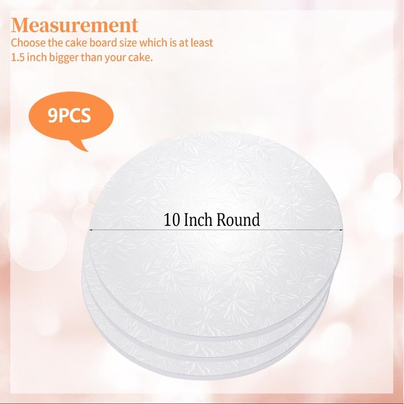 ANSCHER 9 Packs Round Cake Drums 10 Inch, Greaseproof White10