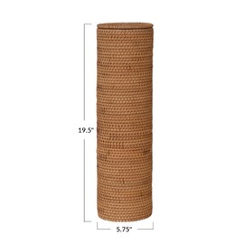 Creative Co-Op Woven Rattan Toilet Paper Roll Storage with Lid, Natural