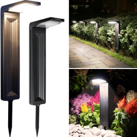 masatak Warm White Solar Pathway Lights 2 Pack - Ultra Bright Waterproof Outdoor LED Lights for Garden, Walkway & Patio - 2 Brightness Modes - Solar Powered Yard Lighting