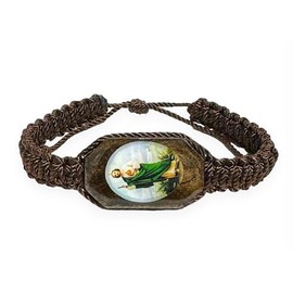 GCK Saint St Jude Brown Adjustable Corded Bracelet Wood Charm Men Women Pulsera San Judas Tadeo Cafe